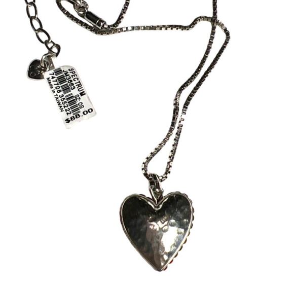 Brighton Jewelry - Brighton Necklace Heart Edged with Channel Set Red Rhinestones Box Chain